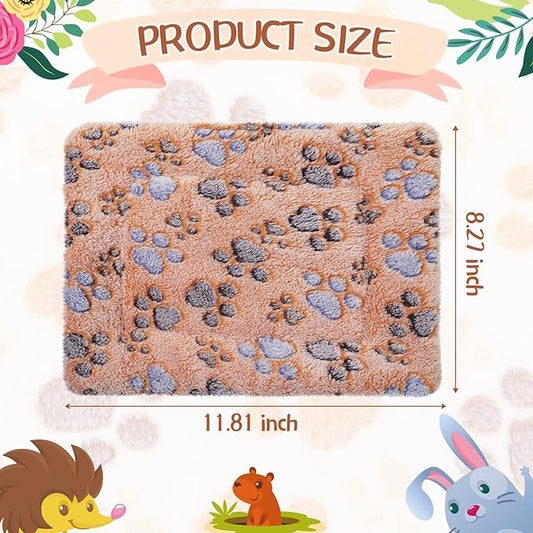 Jetec 2 Pieces Guinea Pig Bed Rabbit Bed Warm Small Animal Hamster Bunny Mats Winter Warm for Bunny Hamster Squirrel Hedgehog Chinchilla Small Animal Accessories(White, Light Brown,Paw Pattern)