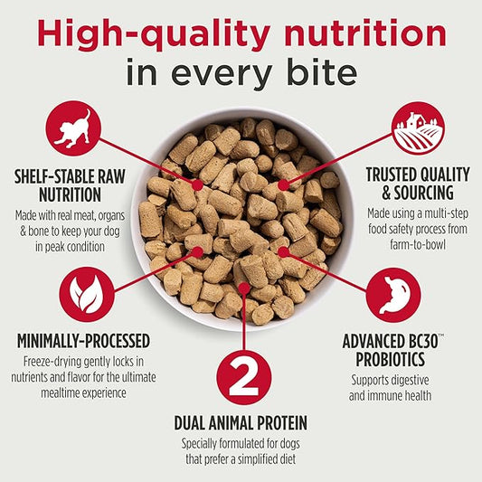 Nulo Freeze-Dried Raw Turkey & Salmon Recipe with Strawberries Complete and Balanced Dry Dog Food Kibble, 18 Ounce Bag