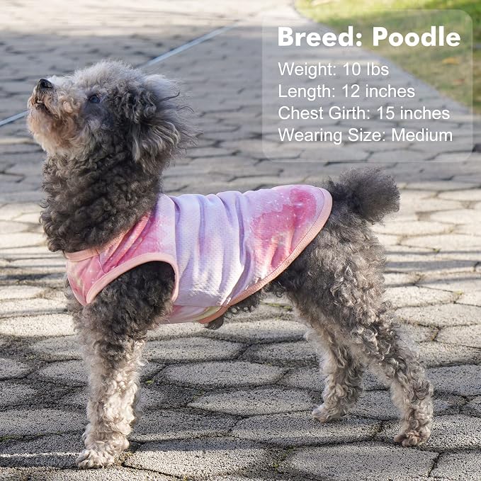 cyeollo 2pack Dog Cooling Shirt, Breathable Sleeveless Summer Clothes for Dogs, Intant Cool T Shirts for Small Dogs, Pink S