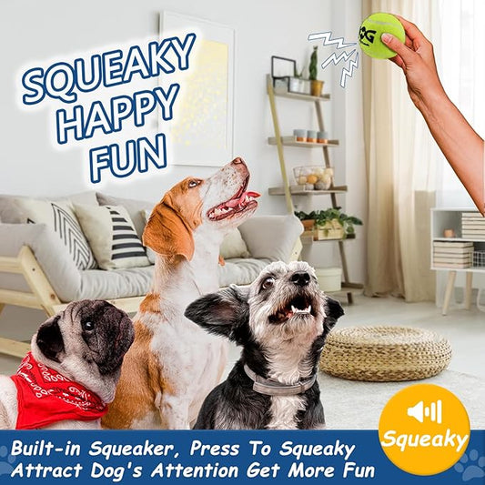 INSUM Squeaky Tennis Balls for Dogs - Bulk 50 Pack 2.5'' Durable Non-Toxic Outdoor Dog Toys Balls with Mesh Bag, SGS Certified, Colorful Fetch Toys, Medium Large Breeds