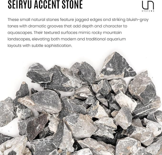 UNS Accent Stone - Aquascaping Hardscape for Freshwater Aquarium Aquascape - Shrimp, Turtle, Betta Fish Tank Decoration - Blue Gray Small Rock for Terrariums & Vivariums - Seiyru Mountain Stone, 3 lb