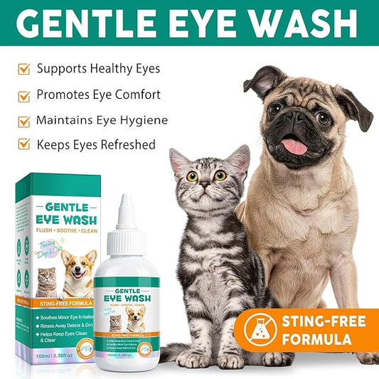 Dog Eye Drops, Eye Infection Treatment for Dogs and Cats, Soothe Infection & Allergy, Relieve Dry, Pink & Minor Irritated Eyes, Pet Tear Stain Remover & Eyes Cleaner, 100ml