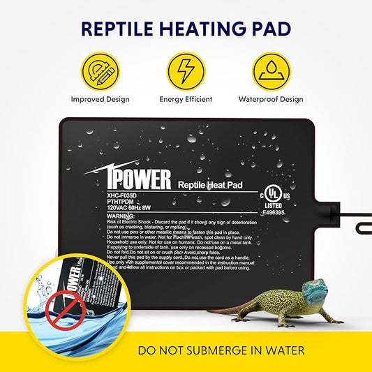 iPower 6 by 8-Inch 8W Reptile Heat Mat, LCD Digital Aquarium Thermometer, Under Tank Warmer Terrarium Heat Pad for Turtles Lizards Frogs and Other Small Animals, Multi Sizes