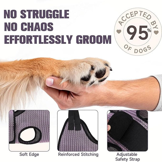 PAWCHIE Dog Grooming Hammock Harness for Dogs & Cats with Pet Nail Clipper Trimmer- Breathable Cat Hanger Sling for Trimming Clipping Nails-Dog Hammock Restraint Bag for Small Medium Large Dog, Pink S