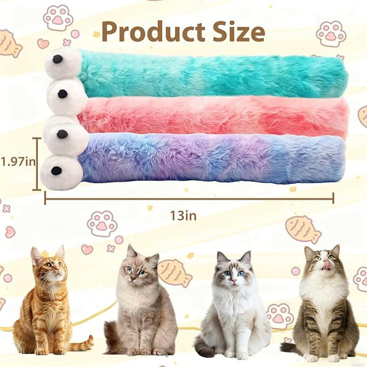 Cat Toys Pillows 3 Pack, Large 13” Cat Kicker Toys with Catnip Inside, Durable Interactive Cat Toys for Indoor Cats, Soft Kick Sticks for Exercise & Play