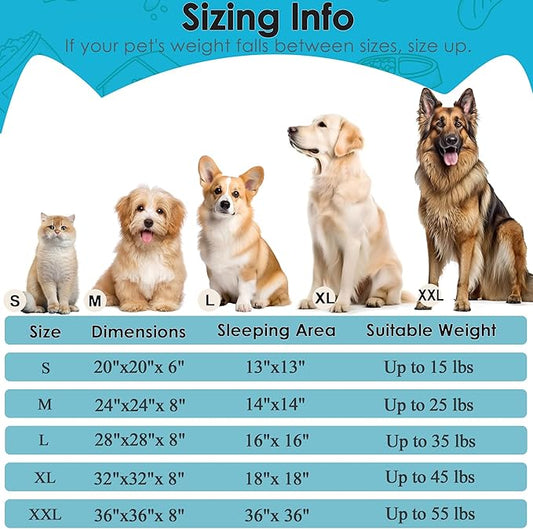 Hoewina Dog & Cat Bed, 20in Cat Beds for Indoor Cats, Calming Donut Bed for Puppy and Kitten, Washable Round Fluffy Pet Bed for Small Medium Dogs and Cats (Light Blue)