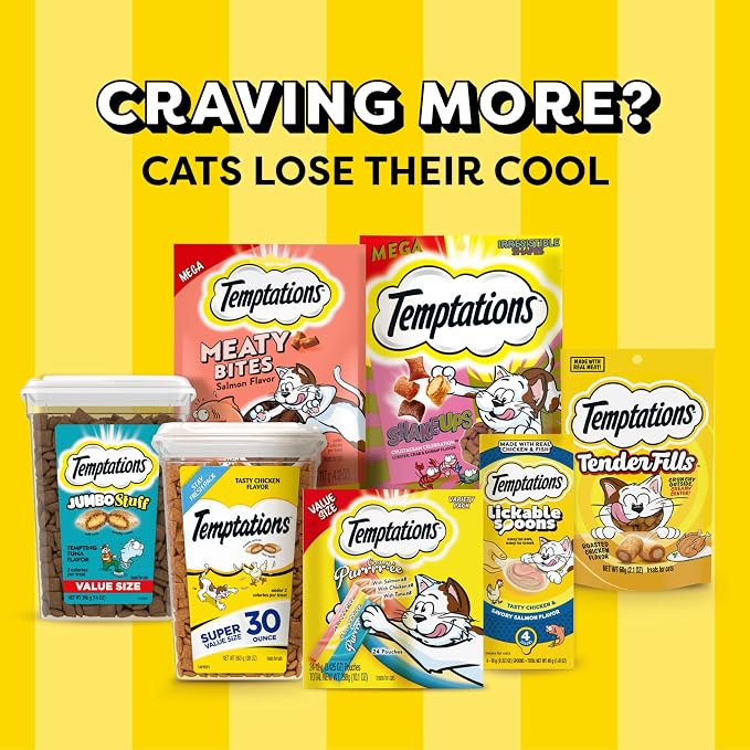 Temptations Cat Treats Classic Crunchy and Soft Cat Treats, Tempting Tuna Flavor, 3 oz. Pouch (Pack of 12)