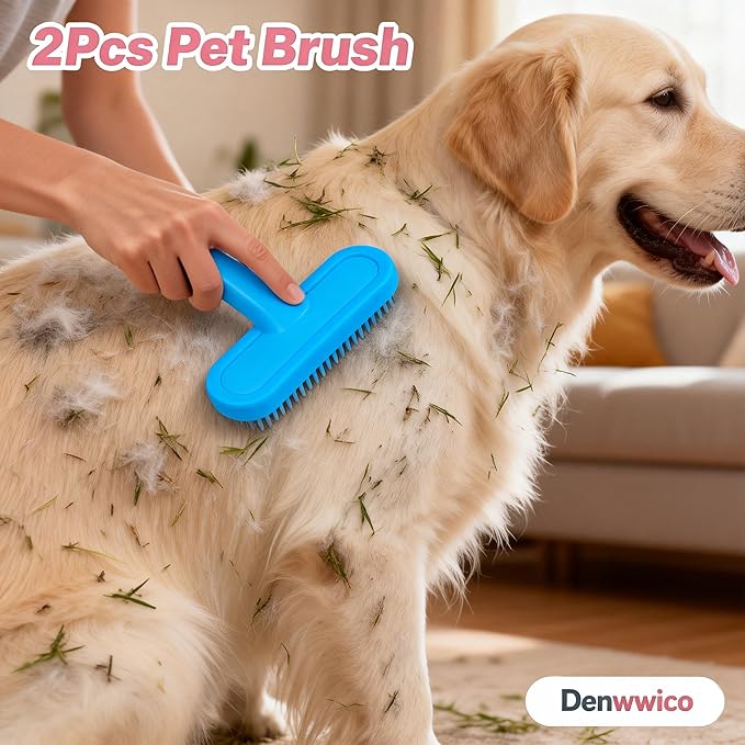 2 Pack Bunny Brush for Shedding, Soft Silicone Rabbit Grooming Kit, Gentle Pet Bath Massage Comb for Guinea Pigs, Hamsters and Kittens, Pink and Blue