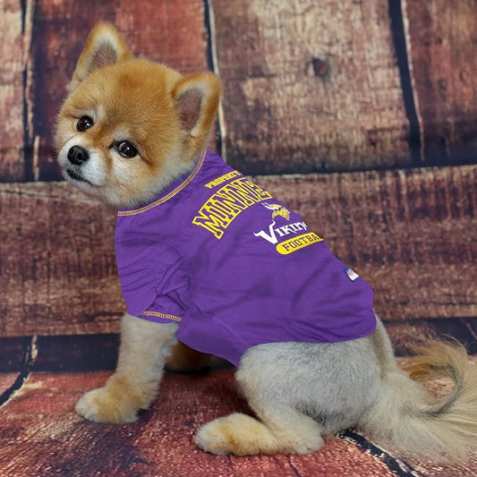 NFL Minnesota Vikings Dog T-Shirt for Pets, Size X-Small. Officially Licensed Pet Shirt with Team Logo, Soft Stretchable Comfort Fit Apparel for Dogs & Cats