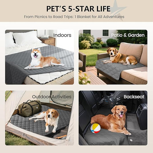 gogobunny 3X Stronger Waterproof Pet Blanket, Scratch Proof Furniture Protector for Dogs Cats, Reversible Cover 30x90 Inch, Dark Grey