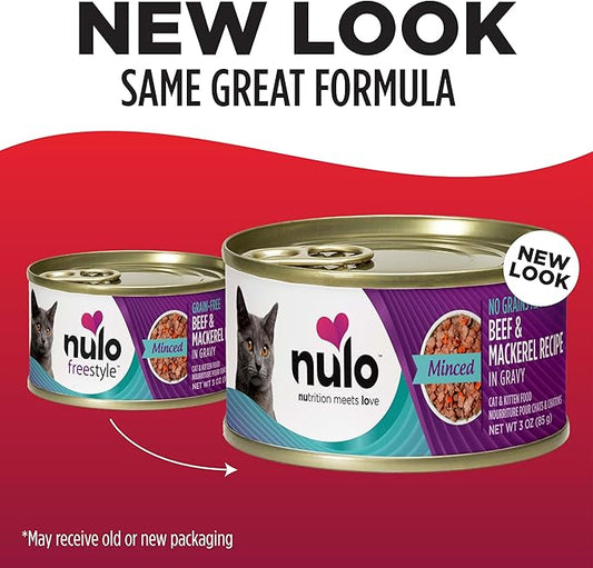 Nulo Beef & Mackerel Grain-Free Minced Wet Canned Cat Food, 3 Ounce (Pack of 24)