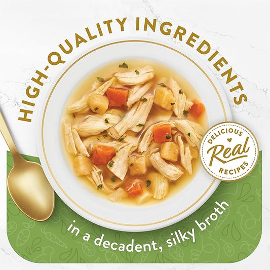Fancy Feast Purina Lickable Wet Cat Food Broth Topper,Classic with Chicken and Vegetables - 1.4 oz. Pouches,(Pack of 32)
