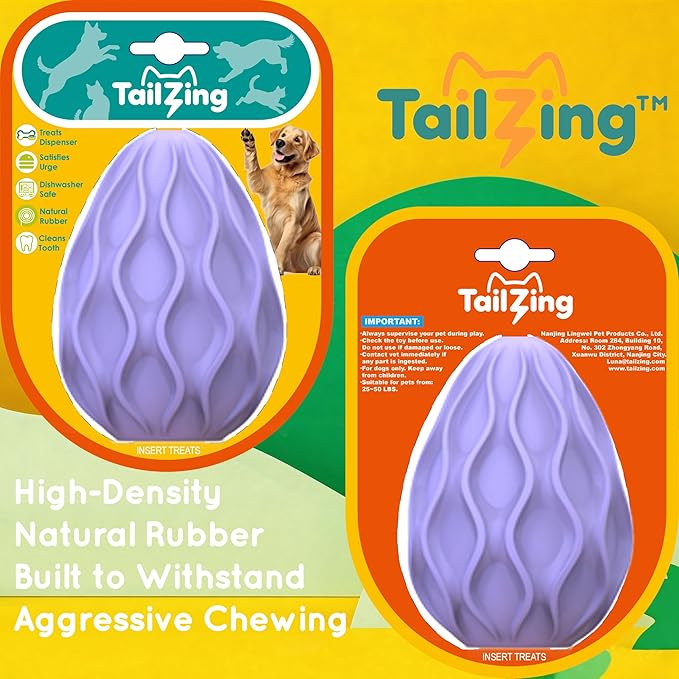 Dog Toys for Aggressive Chewers Durable Interactive Dog Chew Toys Tough Indestructible Treat Dispensing Cognitive Toys Mental Enrichment Puzzle Feeder Boredom Buster Anxiety Relief (Purple)