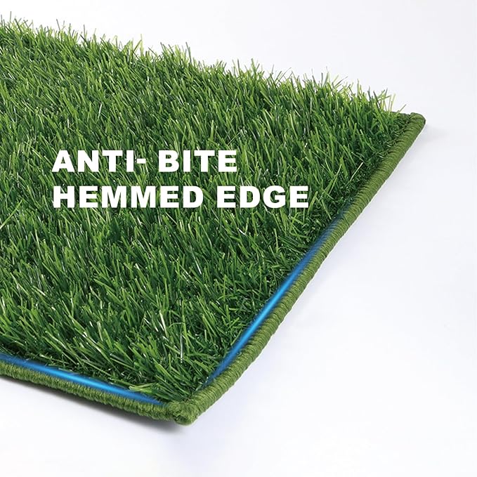 HQ4US 4LEGS Artificial Grass, Dog Pee Grass Pads for Dogs Potty, 2PCS Odor Free Fake Grass for Dogs Large 32’’×22’’ with Countless Drainage Holes, Dog Potty Grass Hemmed Edge Realistic