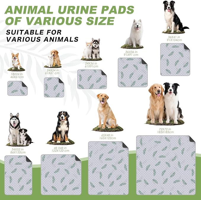 WanpeeGoo Washable Pee Pads for Dogs, 1Pack Reusable Puppy Pads, Super Absorbent & Leakproof Dog Pads, Anti-Slip Dog Pee Pads for Puppy Training & Incontinence, Leaf Pattern 65"x48"