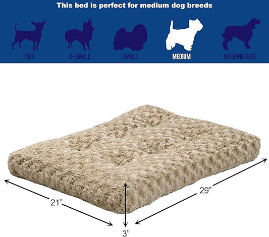 MidWest Homes for Pets Medium QuietTime Deluxe Mocha Ombre Swirl Plush Pet Bed, Machine Washable, Non-Skid Bottom, Soft Crate Mat for 30-inch Crates