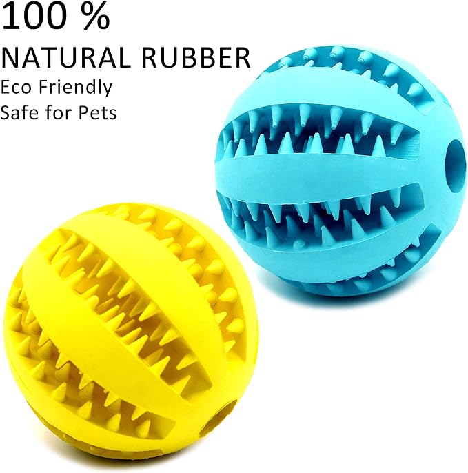Youngever 2 Pack Dog Ball Toys for Pet Tooth Cleaning, Chewing, Fetching, Treat Ball Food Dispensing Toys (Small 2 Inch)