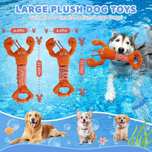 YZHDUXIU Tug of War Dog Toy, Squeaky Dog Toys Interactive Lobster Puppy Toys with Crinkle Paper to Keep Them Busy