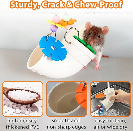 Rat Enrichment Toys, Wide Opening Rat Foraging Toy for Various Treats, Slow Feeder Hanging Fancy Mice Cage Accessories Puzzle Toy More Healthy, Easy-Clean Rodent Toys for Rat, Mice