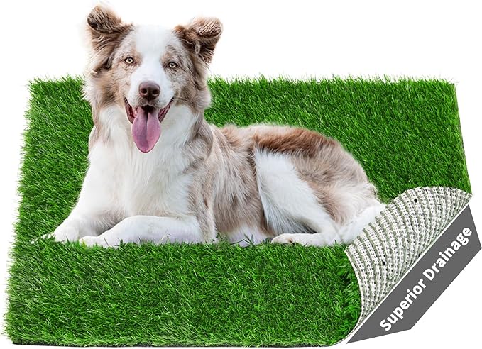 Artificial Dog Grass Pee Pad 20”x 25” 2 Pack, Grass Pad for Dogs Indoor Potty Training, Replacement Turf for Puppy, Washable Reusable Realistic Fake Grass Mat for Apartment, Balcony