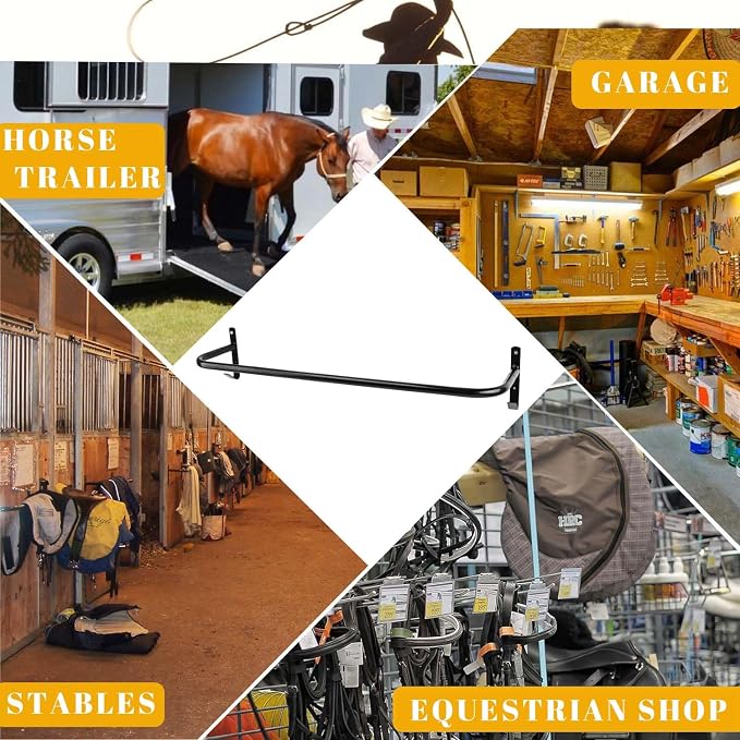 1Pcs Blanket Rack with Bridle Hooks, Wall Mounted Removable Horse Blanket Bar, 34 Inch