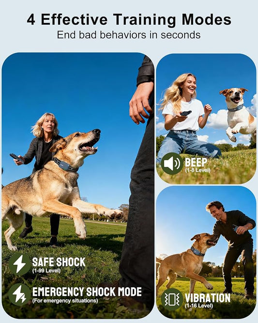 Dog Shock Collar - 4500FT Dog Training Collar with Remote, IPX8 Waterproof Electric Dog Collar with 4 Training Modes, Security Lock, Rechargeable eCollar for 10-120lbs Dogs(Bright Blue 1 Pack)