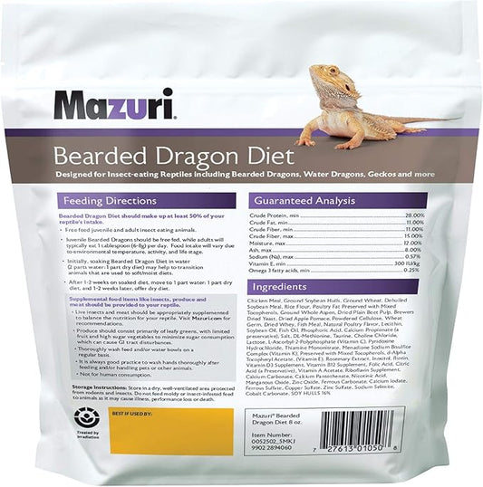 Mazuri | Bearded Dragon Food - Insect Portion of a Complete Diet | 8 Ounce (8 oz) Bag