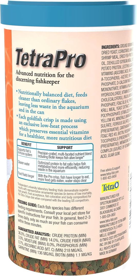 Tetra 77077 TetraPRO Goldfish Crisps for Fishes, 7.9 Ounce