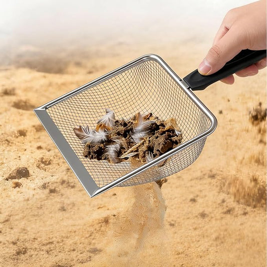 2 Pack Chicken Poop Scooper for Coop, Mesh Sifting Shovel with 3.8mm & 5mm Holes, 5.5" Metal Chicken Coop Rake and Scoop Cleaning Tool, Scooper Shovel for Sifting Sand, Litter, Chicken Supplies (5.5")
