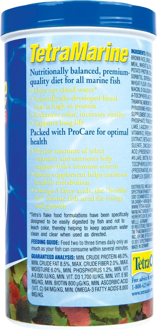 TetraMarine Large Saltwater Flakes, Nutritionally Balanced Fish Food for Saltwater Fish, 5.65 oz