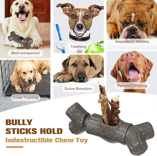 Sedioso Bully Stick Holder for Dogs, Though Dog Toys for Aggressive Chewer, Sturdy Dog Chew Holder Safety Device to Prevent Choking, BPA-Free, Long-Lasting -Fits Various Bully Sticks