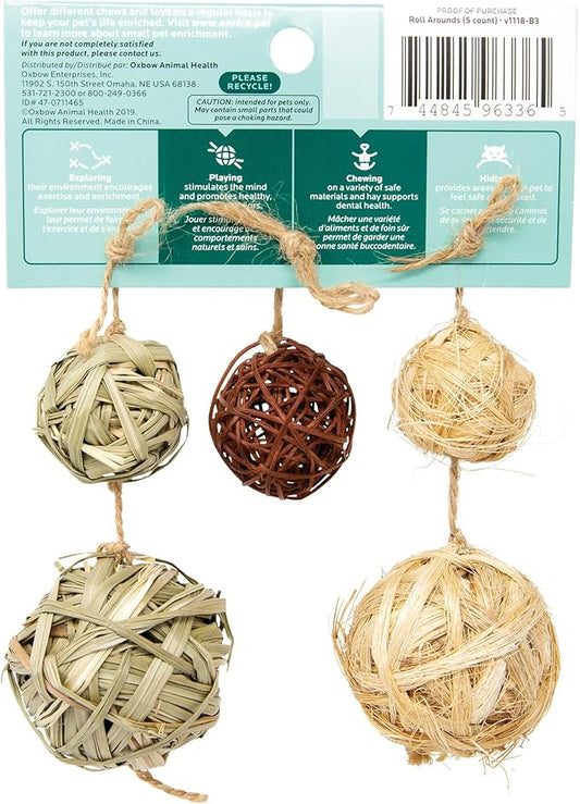 Oxbow Enriched Life Roll Arounds, Rabbit Toys, Guinea Pig Toys, Enrichment for Bunny, Guinea Pig, Hamster, Rabbit, Chinchilla, Rat, Hamster Cage Accessories, Chinchilla Cage Accessories