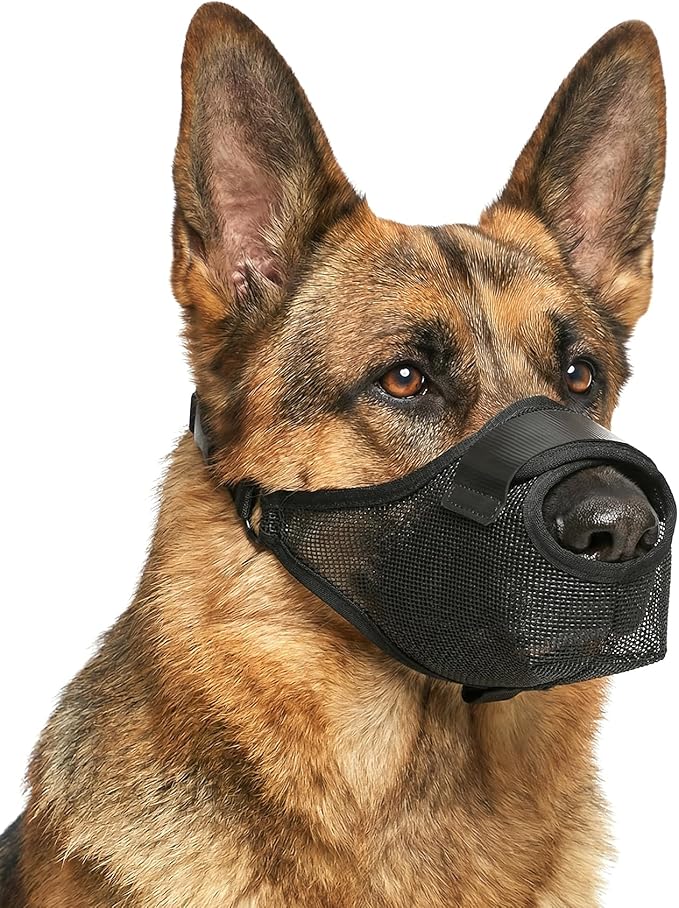 Dog Muzzle, Anti Scavenging Mesh Muzzle for Dogs, Breathable Soft Muzzles, Adjustable for Huskies and Dobermans, Allows Panting & Drinking