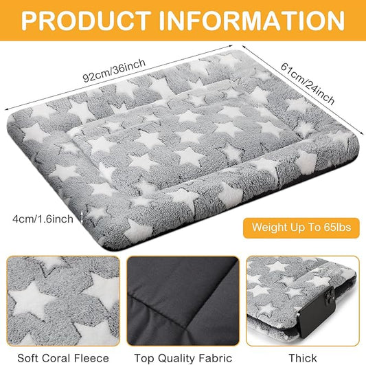 VitalCozy 4 Pcs Dog Crate Pads, Ultra Soft Warm Washable Anti-Slip Kennel Bed Mat for Pets, Reversible, Replaceable, Cozy Cage Liner for Small Medium Large Dogs and Cats(24 x 36 x 1.6 Inch,Gray)