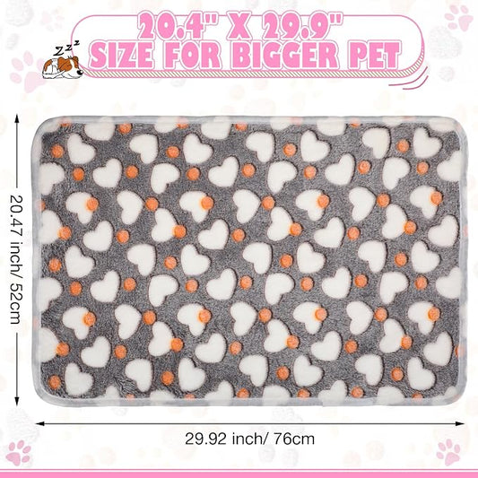 Chumia 18 Pcs Fleece Pet Blanket Soft Warm Sleep Mat Fluffy Cute Puppy Supplies Paw Bone Star Elephant Dot Heart Print Design Bed Blankets for Dog Cat Kitten Animals(30 x 20 Inch,Sweet)