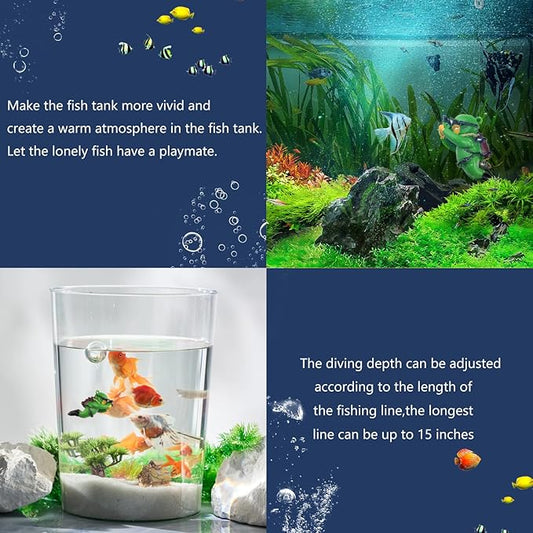 onesimcr Floating Fish Tank Decorations, Aquarium Decorations, Lovely Diver Fish Tank Decorations, Floating Device Fish Tank Accessories,Suitable for All Kinds of Fish Tanks(Dark Green)…