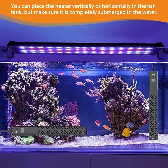 hygger Upgrade Ceramic Aquarium Heater, 500W Digital Fish Tank Heater with Automatic Power-Off and Over-Temperature Protection, Energy Saving Submersible Aquarium Heater for Freshwater and Saltwater