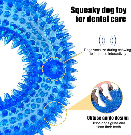 Andiker Squeaky Dog Toy, Safe TPR Chewable Dog Toys for Teeth Grinding&Cleaning Dog Fetch Toys for Enhancing Interactivity Outdoor Suitable for All Dog Sizes Puppy’s Gifts and Dog Lovers (Large)