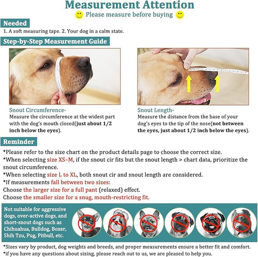 Mayerzon Dog Muzzle, Patented Mesh Muzzles for Small Medium Large Dogs, Soft Covered Mouth Guard with Adjustable Straps, Prevent Biting Chewing and Licking