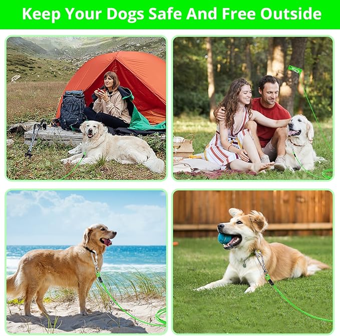 jenico Dog Tie Out Cable: 30 ft Dog Lead for Yard - Heavy Duty Chain Leash Outside for Small Large Dogs Up to 500 lbs - Outdoor Dog Runner Tether