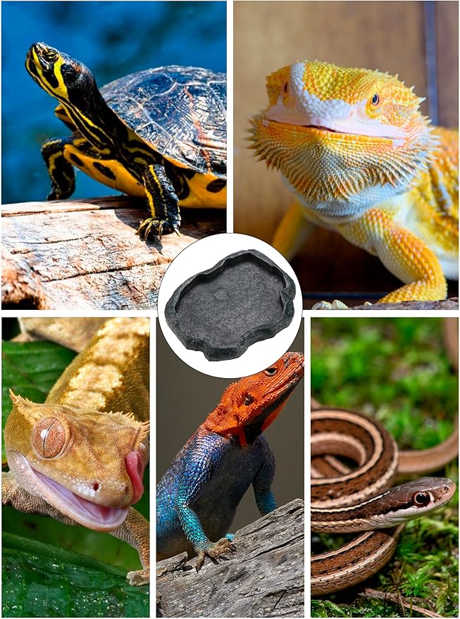 Tortoise Water Dish, 7.1 * 5.5 * 0.8in Reptile Water Dish, Reptile Food Dish Suitable for the Feeding and Watering Needs of Various Pets