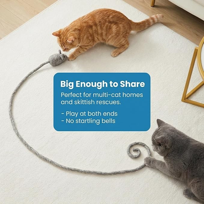 Glaciart One Felt Mouse Cat Toy β Soft Fuzzy Enrichment 100% Natural Wool - Interactive Catnip Play Cat Toy Set - Safe for Pets, Non-AZO Colored Dyes - 100β Long