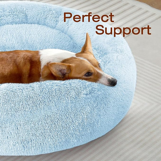 JOLLYVOGUE Dog Beds Large Sized Dog, 36 inches Calming Soft Anti-Anxiety Donut Dogs Bed, Washable Round Fluffy Cushion for Large Pets, Fits up to 80 lbs Pets
