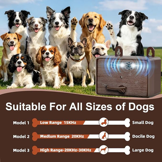 2-Pack Dog Bark Deterrent Devices, Anti Barking Device for Dogs, Battery Powered Bark Control Device for Indoor Outdoor Use, Humane Dog Training Tool to Stop Barking, Chewing & Bad Behavior(Brown)
