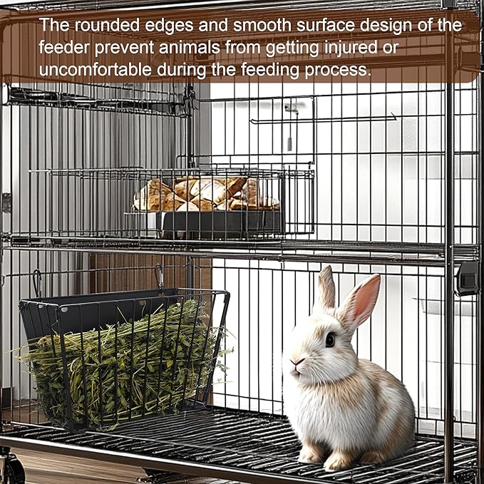 2PCS Rabbit Hay Feeder with Heavy-Duty Metal Frame Guinea Pig Hay Feeder for Rabbits, Bunny, Guinea Pigs, Chinchillas, 9.6x4.5x6.3 inch