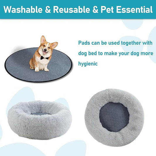 Bunlitent Washable Pee Pads for Dog, 2 Pack, 27.5 Inch Round, Reusable Puppy Pads with Quick Dry, Anti-Slip for Dogs, Cats & Whelping