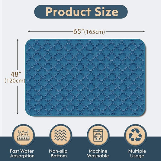 FunFurry Washable Pee Pads for Dogs - 1 Pack Reusable Pee Pads,Waterproof Puppy Pads,Pet Training Pads,Super Absorbent with Dog Paw Shape Non-Slip Backing (Blue, 48" X 65" - 1 Pack)
