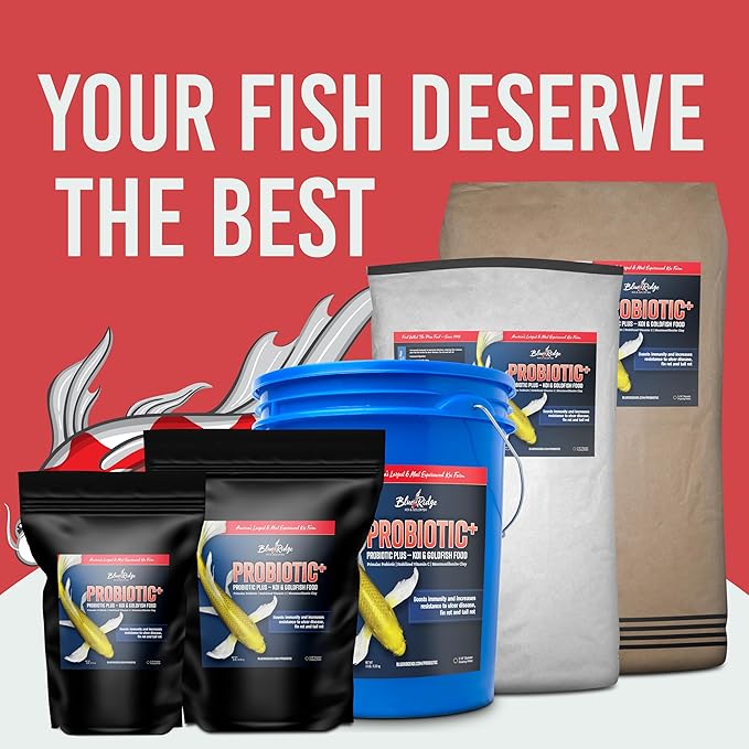 Blue Ridge Fish Food 5lb, Probiotic Plus 3/16" Floating Pellet, Koi Goldfish Food