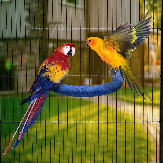 FrgKbTm U Shape Parrot Perch Stand Toy Bird Platform Sand Paw Grinding Clean Stick Exercise Conure Budgie Cockatiel Cage Accessories (Small-Blue)