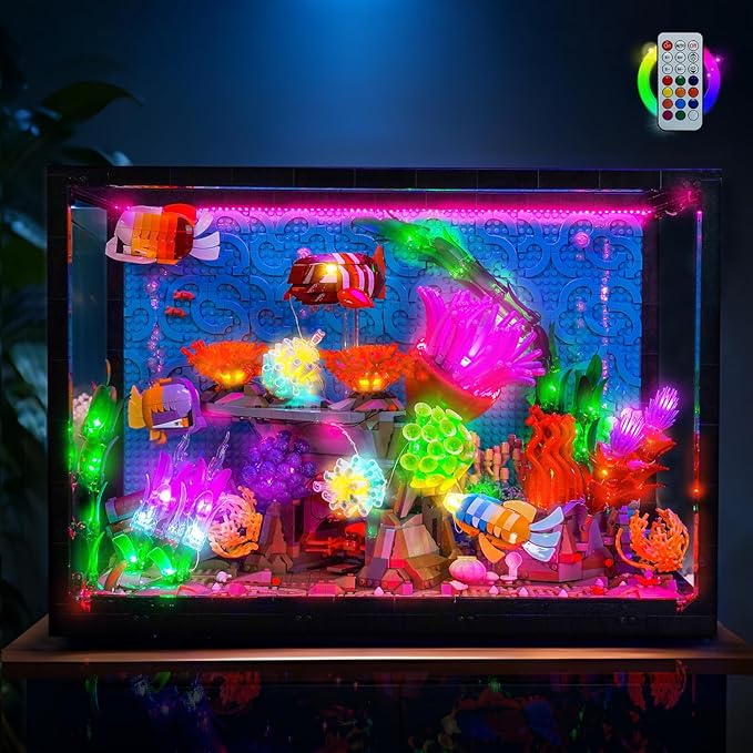 BrickBling LED Light Compatible with Lego Tropical Aquarium 10366, Decoration Lamp Compatible with Lego Tropical Fish Tank- Excluding Model (Colorful Version Light)